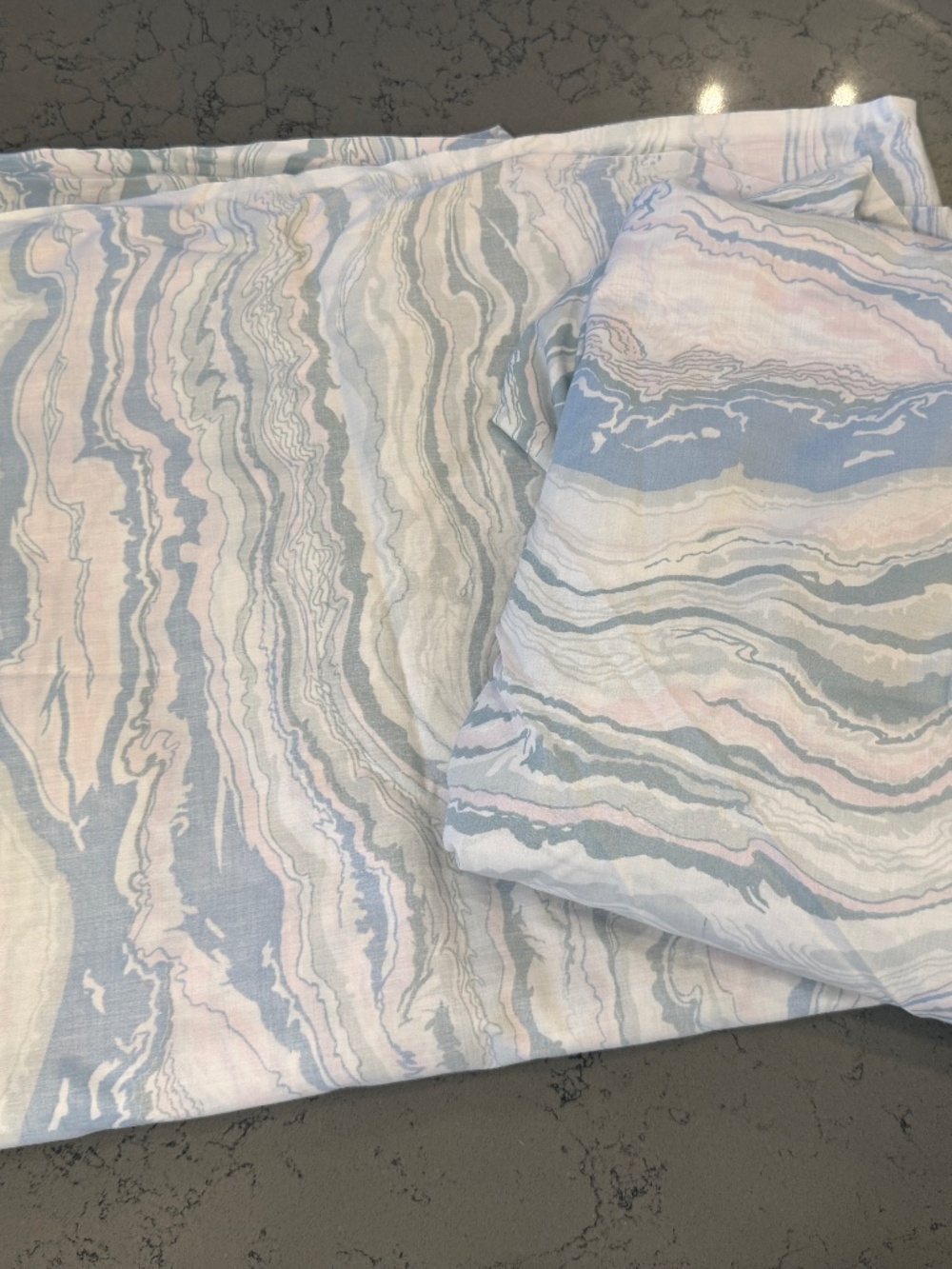Vintage Dan River Tranquale Twin Sheet Set - Blue & Grey Marble Agate Wave